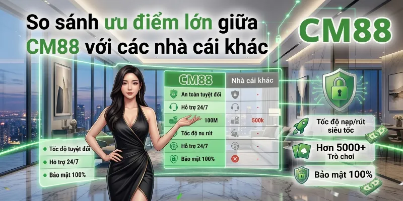 So sánh ưu điểm lớn giữa CM88 với các nhà cái khác